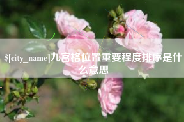 库尔勒九宫格位置重要程度排序是什么意思